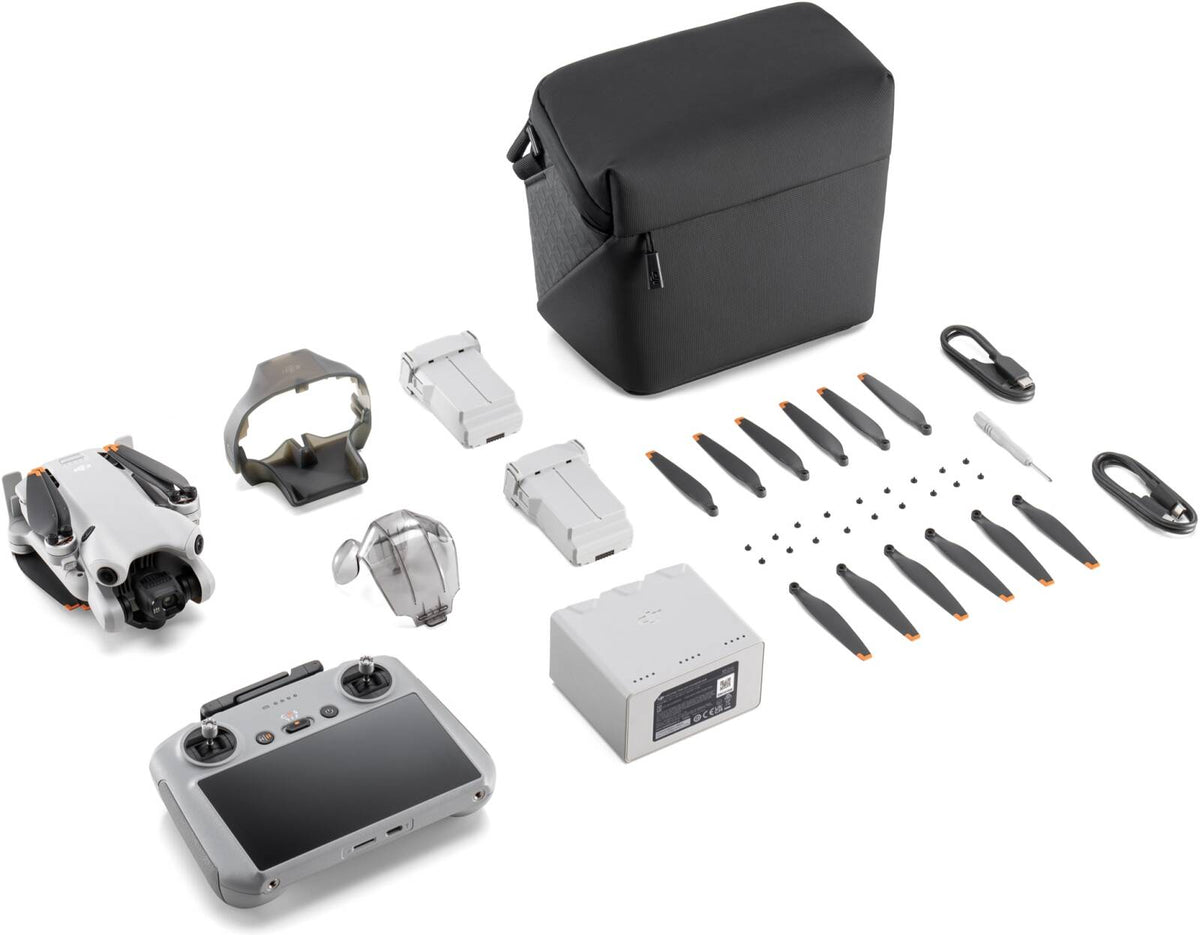 DJI Mini 4 Pro Fly More Combo Plus (RC 2), Folding Mini-Drone 4K HDR Camera, 2 Extra Intelligent Batteries Plus For 45-Min Flight Time