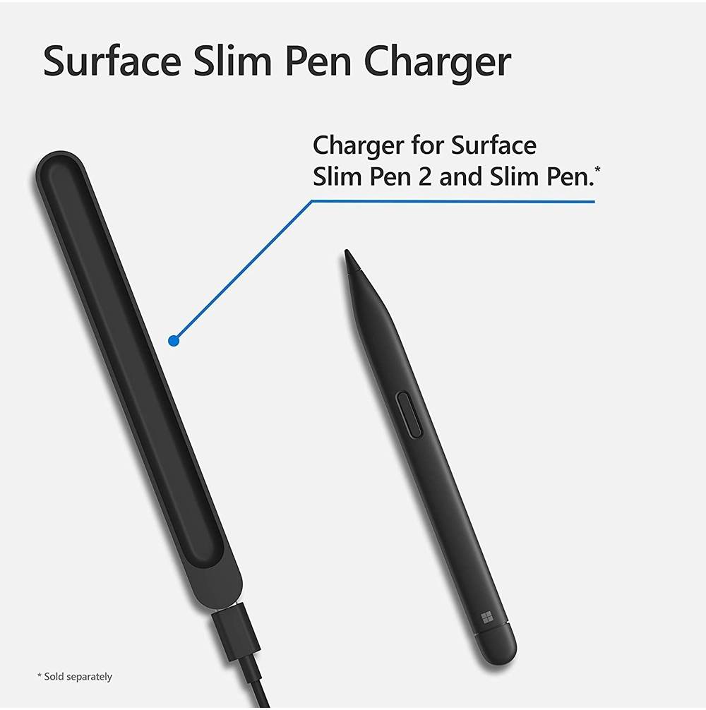 Microsoft Surface Slim Pen Charger, Provides Wired Charging, Compact Design, USB Type-A Cable Included, Black | 8X2-00005