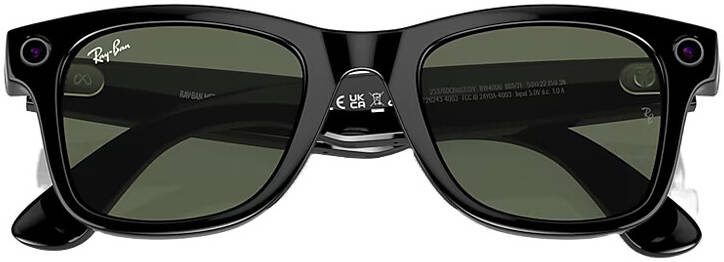 Meta Ray-Ban Wayfarer (Large) 53/22/155 Smart Glasses Shiny Black
