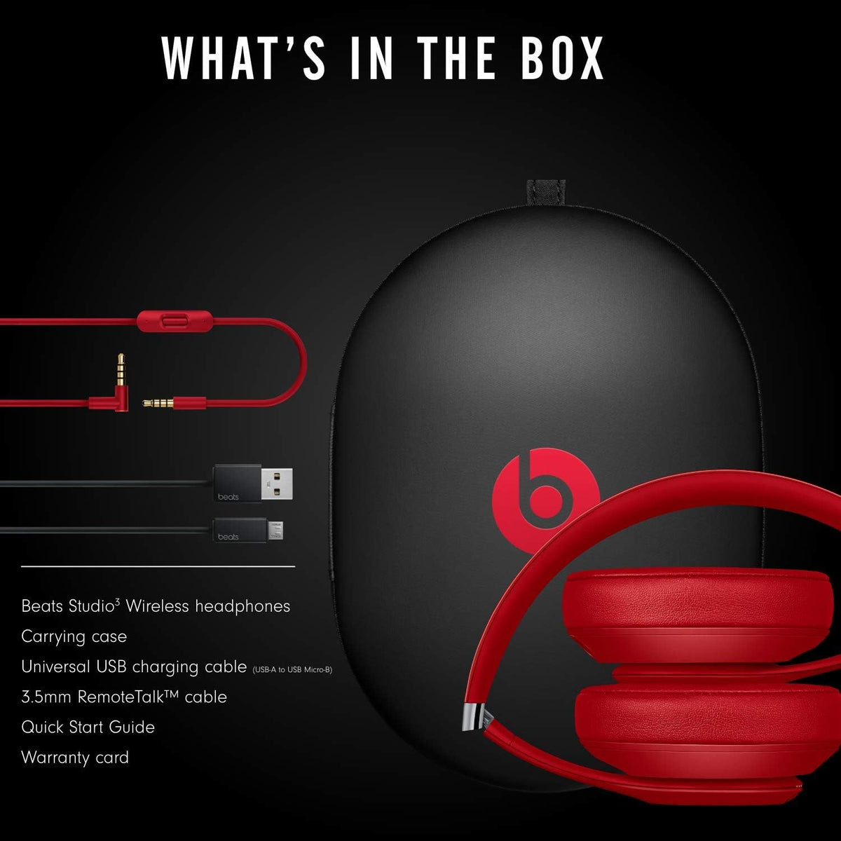 Beats Studio3 Wireless Over‑Ear Headphones Red