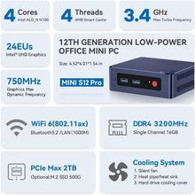 Beelink Mini PC, Mini S12 Pro Intel 12th N100(4C/4T, Up to 3.4GHz), 16GB DDR4 500GB M.2 SSD, Mini Desktop Computer Support 4K@60HZ Dual HDMI Display/WiFi6/BT5.2 (Upgraded)