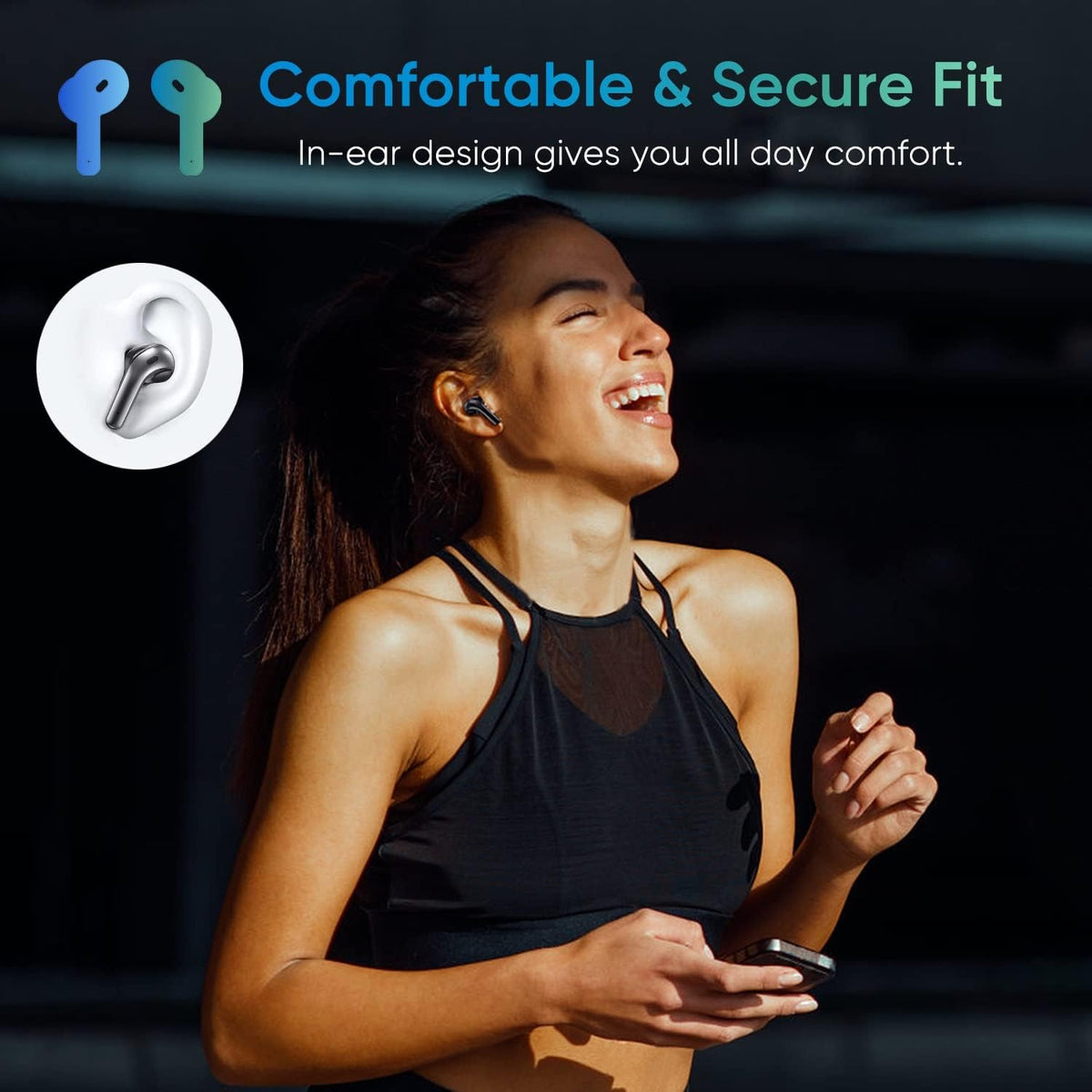 True Wireless Earbuds, Bluetooth Earphones 60H Playback, CVC Noise Cancelling with Wireless Charging Case, in-Ear Stereo Wireless Earphones Built-in Mic, LED Display, IPX7 Waterproof Sport Headphones