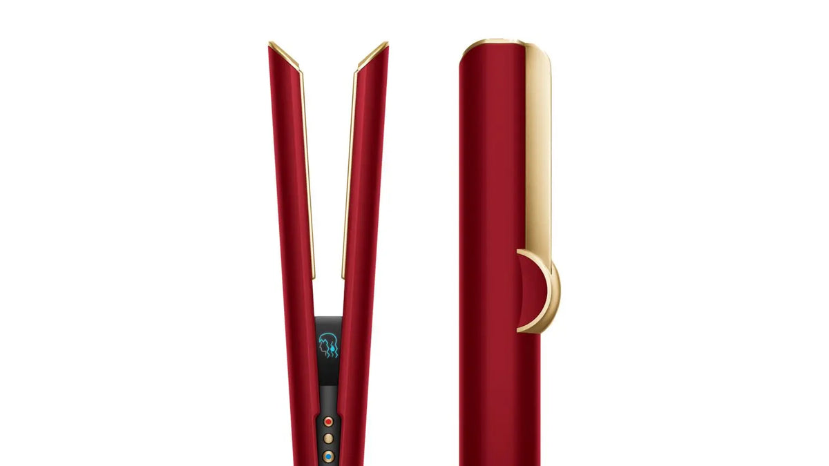 Dyson Airstrait Straightener, 1600W, LCD Screen, Wet to Dry Hair, 2 Modes, 3 Heat, 3 Speed Power, 240V Voltage, Intuitive Airflow, Lock Feature, Auto-Pause, Red Velvet/Gold | HT01