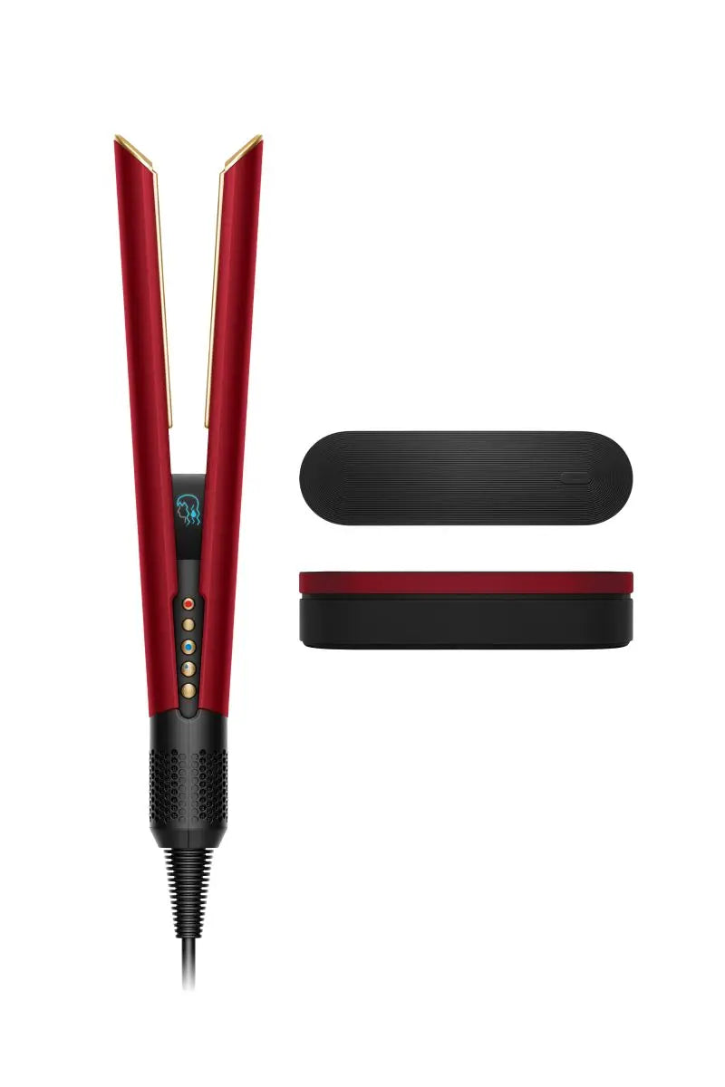 Dyson Airstrait Straightener, 1600W, LCD Screen, Wet to Dry Hair, 2 Modes, 3 Heat, 3 Speed Power, 240V Voltage, Intuitive Airflow, Lock Feature, Auto-Pause, Red Velvet/Gold | HT01